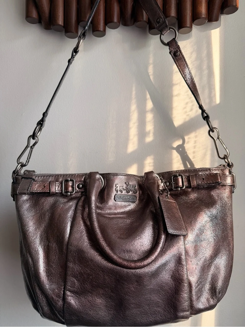 Coach Metallic Bronze Leather Satchel